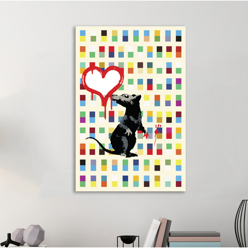 « rétro rat », reproduction d’impression sur toile tendue, H 36 po x l 24 po x P 1,5 po