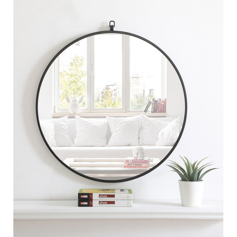 Miroir Cassie, 32 po x 32 po, Noir