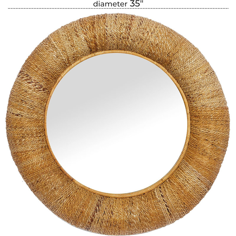 Miroir mural en rotin 35 po x 3 po x 35 po, brun