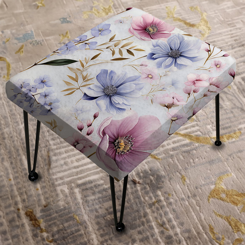 Purple And Pink Serene Watercolor Floral Canvas - Floral Rectangle Ottoman