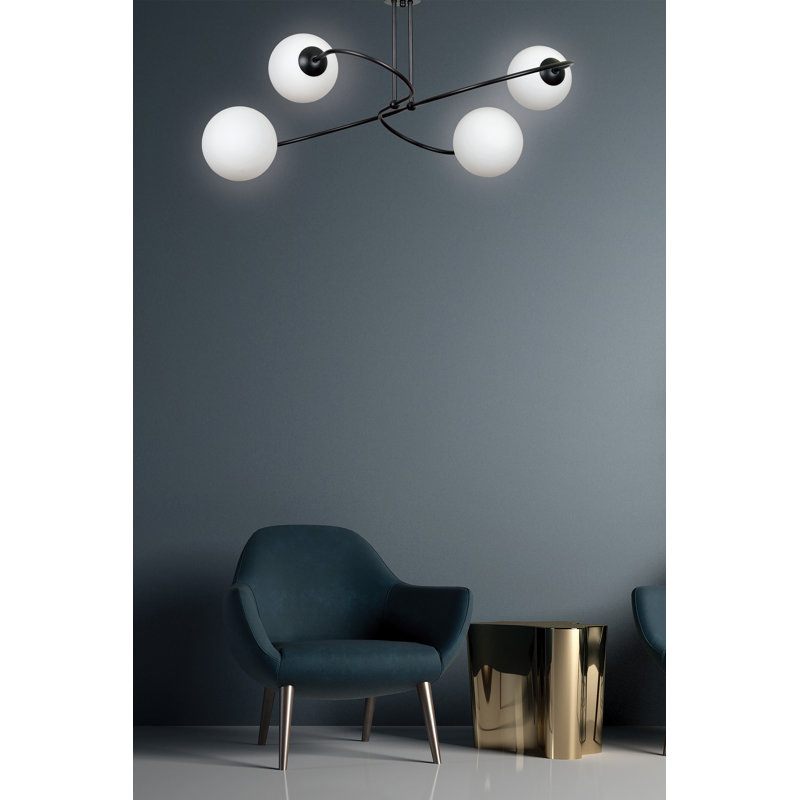 Faro Glass Semi Flush Mount, Black