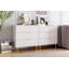 Commode, commode 3 tiroirs moderne pour chambre à coucher avec poignée dorée et grand tiroir-1314719988