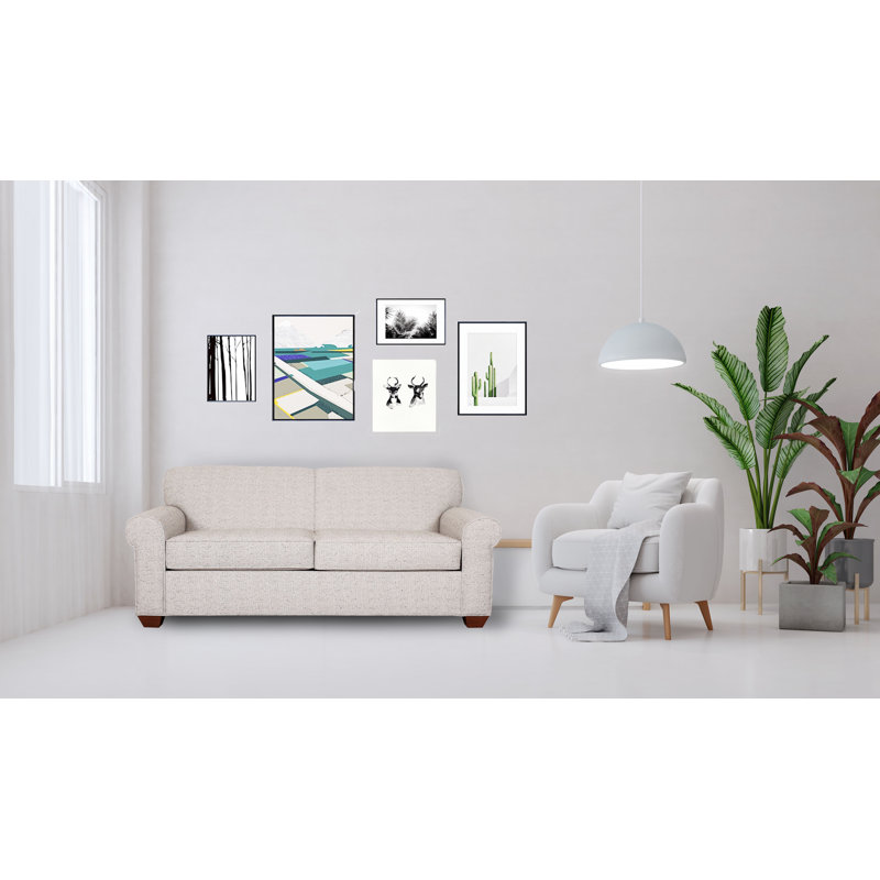 Finn Rolled Arm Sofa with Reversible Cushions, Ridgecrest Putty, BM Cherry, 34" H x 75" W x 36" D