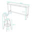 Ensemble de table de salle à manger long 4 pièces avec 3 tabourets rembourrés en polyuréthane-1163386243-1163385980