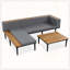 Ensemble de canapé de patio en L en bois d'acacia avec table d'appoint et coussins de 3,15 po-752810179