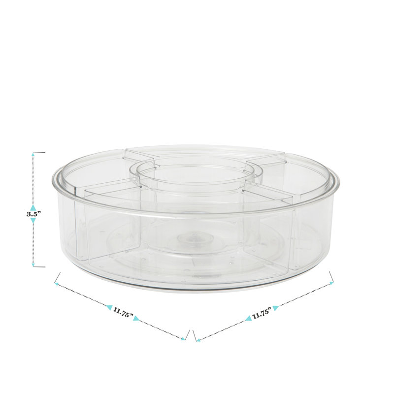 Clear Plastic 12-Inch Lazy Susan Organizer with Removable Bins