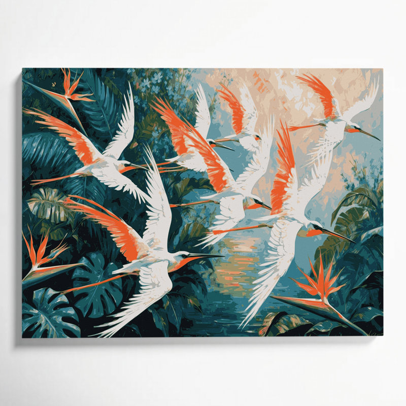 «Hawaiian Tropicbirds», art mural sur toile bleue, H 12 po x l 18 po