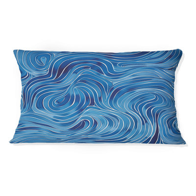 Coussin bleu Midcentury Waves II - Midcentury