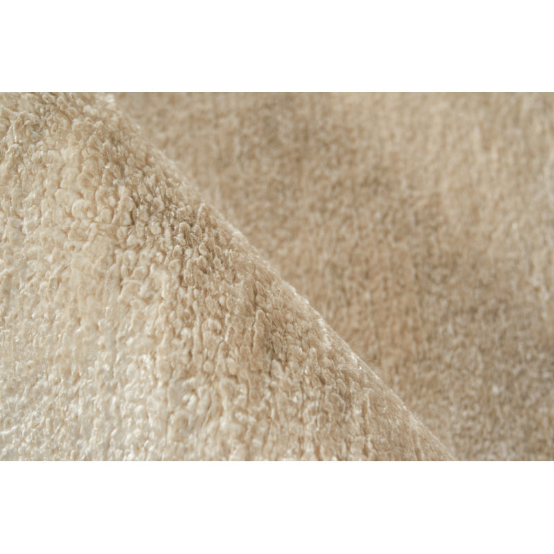 Exquisite Rugs Plush Hand-Knotted Wool/Viscose Ivory Area Rug, Rectangle 9' x 12'