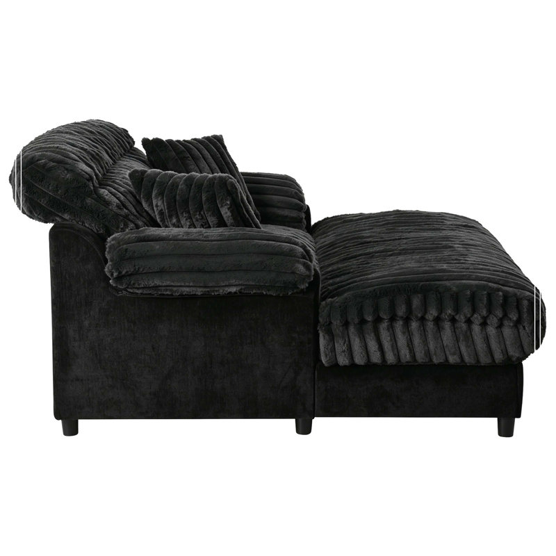 Canapé méridienne moderne 62 po Cloud, Noir
