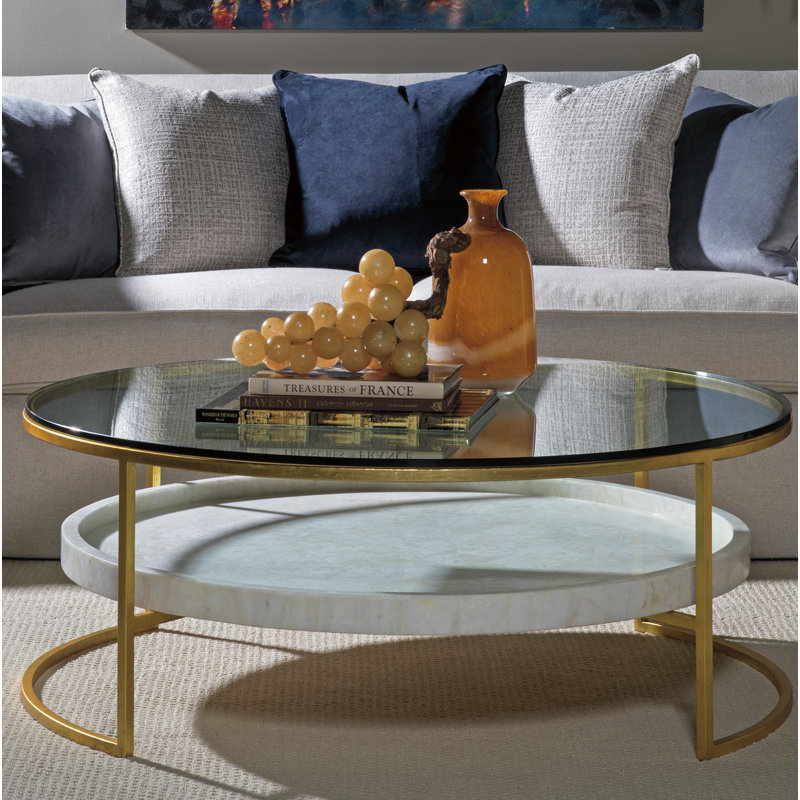 Signature Designs Cumulus Capiz Cocktail Table, 19" H x 50" L x 50" W, Gold Foil