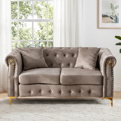 64.1'' Luxurious Embrace Velvet Loveseat with Tufted Design
