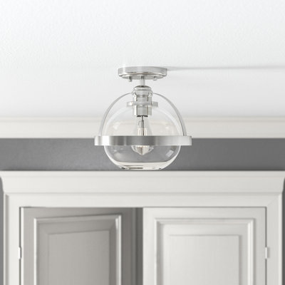 Plafonnier semi-encastré en nickel satiné à 1 lumière de 9,38 po Longmeadow