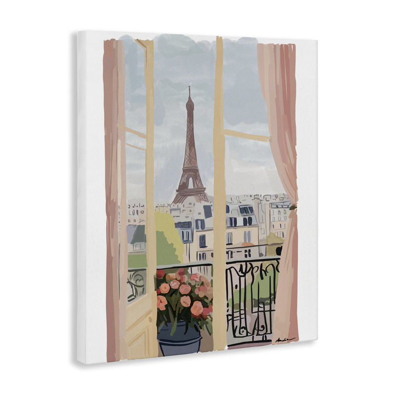 Art mural sur toile, fenêtre parisienne, par Amelia Noyes, H 20 po x l 16 po