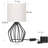 Black Modern Table Lamp with Hollowed Out Base Linen Fabric Shade