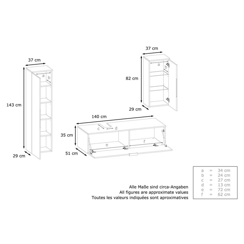 Aariyona 4-Piece Bathroom Furniture Suite, Oxide Concrete, Does not feature a mirror