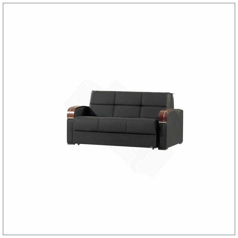 Causeuse convertible rembourrée avec rangement, Noir