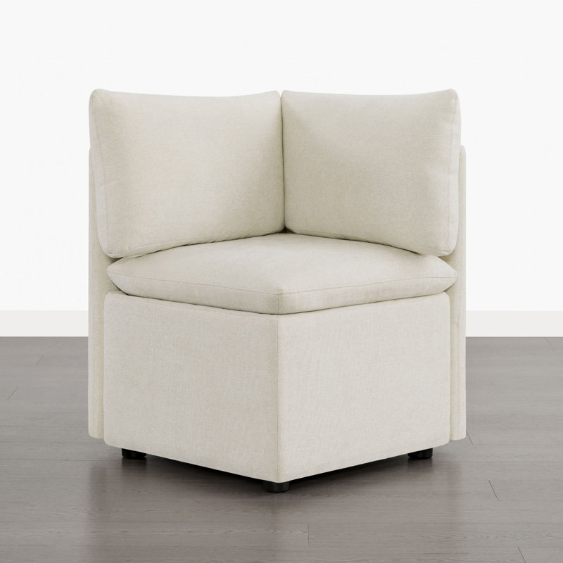 Upholstered Corner Chair With Storage, Linen