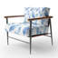 Chaise rembourrée Coastal - Fauteuil bleu à plumes bleues-1140732483
