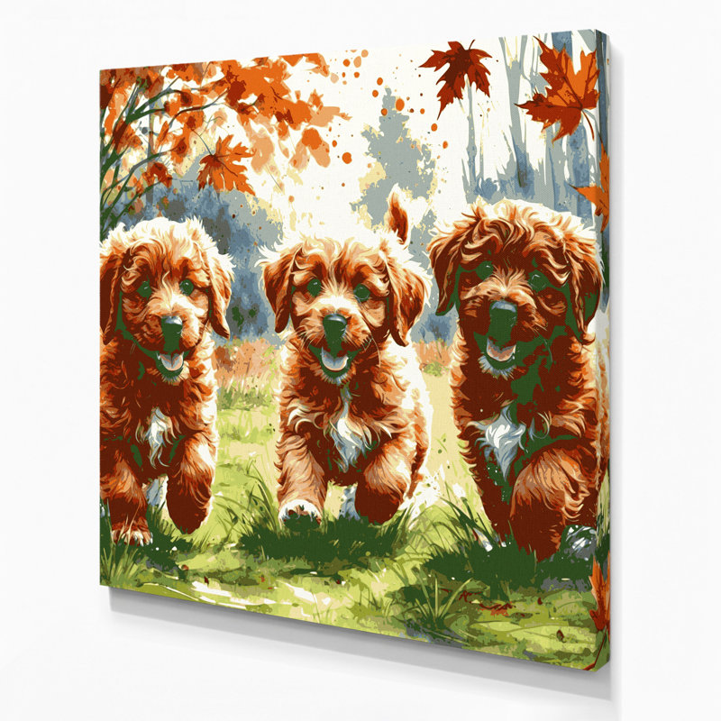 «Dogs Lagotto Romagnolo», art mural sur toile brune, H 12 po x l 12 po