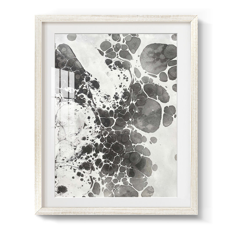 Marbling III -Framed Print, 25.5" H x 17.5" W, White