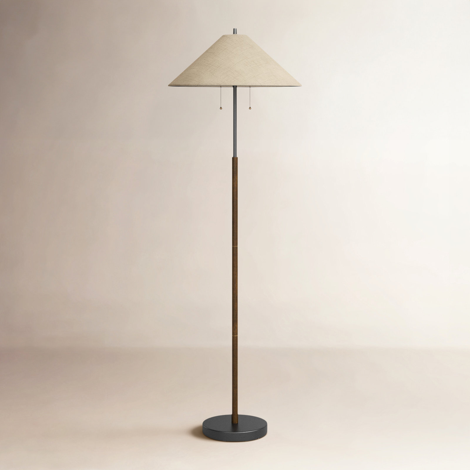 Florina 62'' Floor Lamp, Black, Light Brown