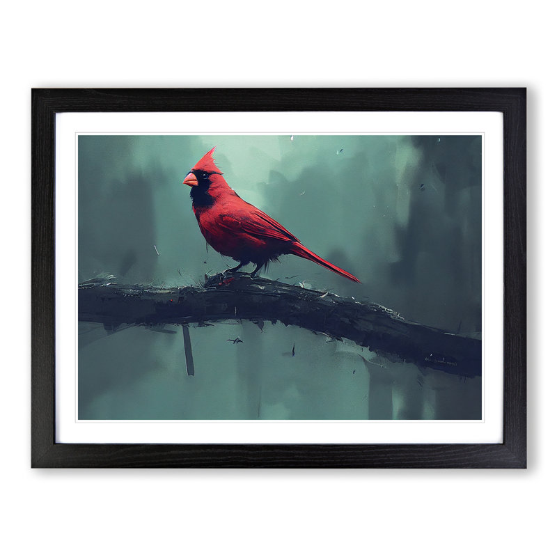 Cardinal Bird Vol.2 - Single Picture Frame Painting, Black Framed, 34cm H x 46cm W x 2cm D