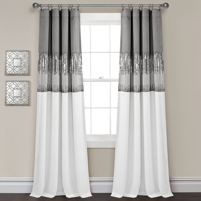 Night Sky Blackout Curtain Single Panel, Gray/White