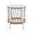 17.19" Outdoor Side Table With Bohemian Magnetism, Woven Rope Tabletop And Powder-Coated Frame For Poolside Delight In Aura Rust- Smooth Glass Easy Cleaning