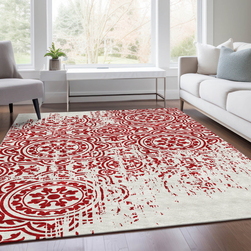 Tapis intérieur / extérieur en polyester tissé à la machine Lamanna, Rectangle 9 pi x 12 pi