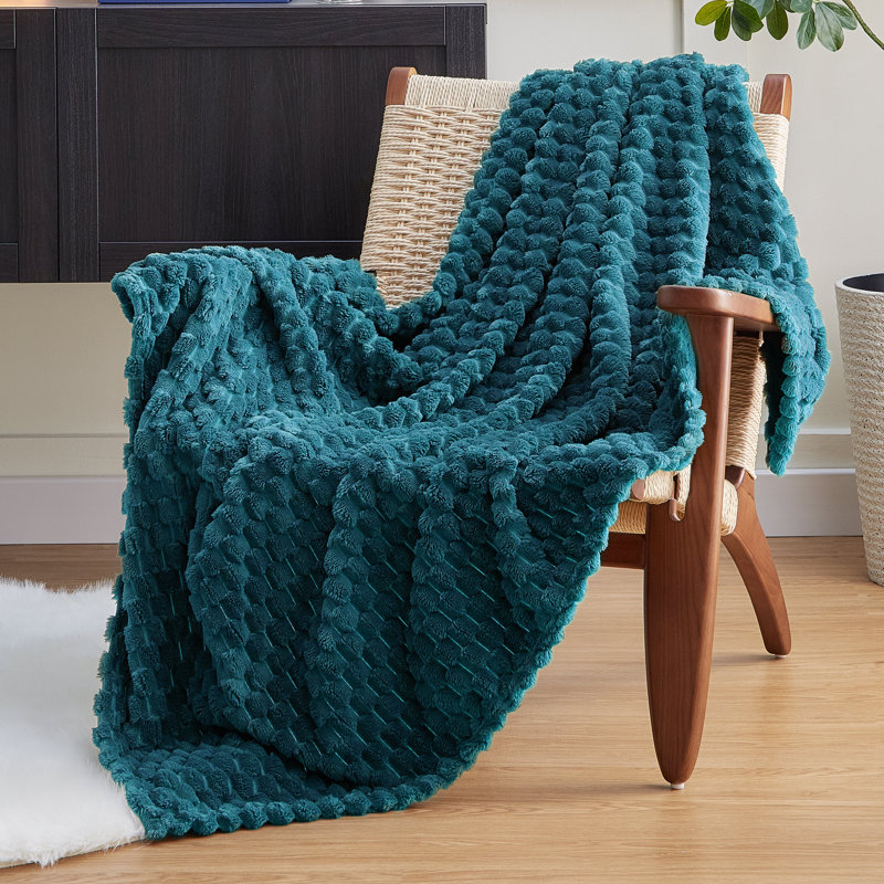 EXQ Home Teal Soft Fleece King Blanket Cozy Throw for Bed, Turtle Shell, King, Teal