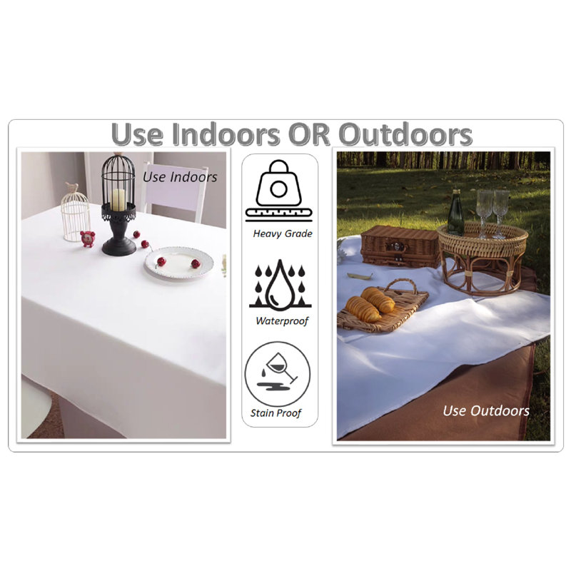 Marceille Rectangle Solid Colour Tablecloth, White