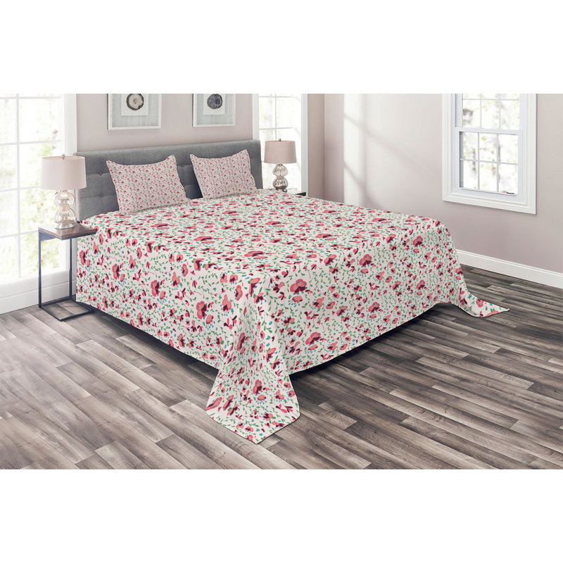Farmhouse / Country Polyester Floral Coverlet