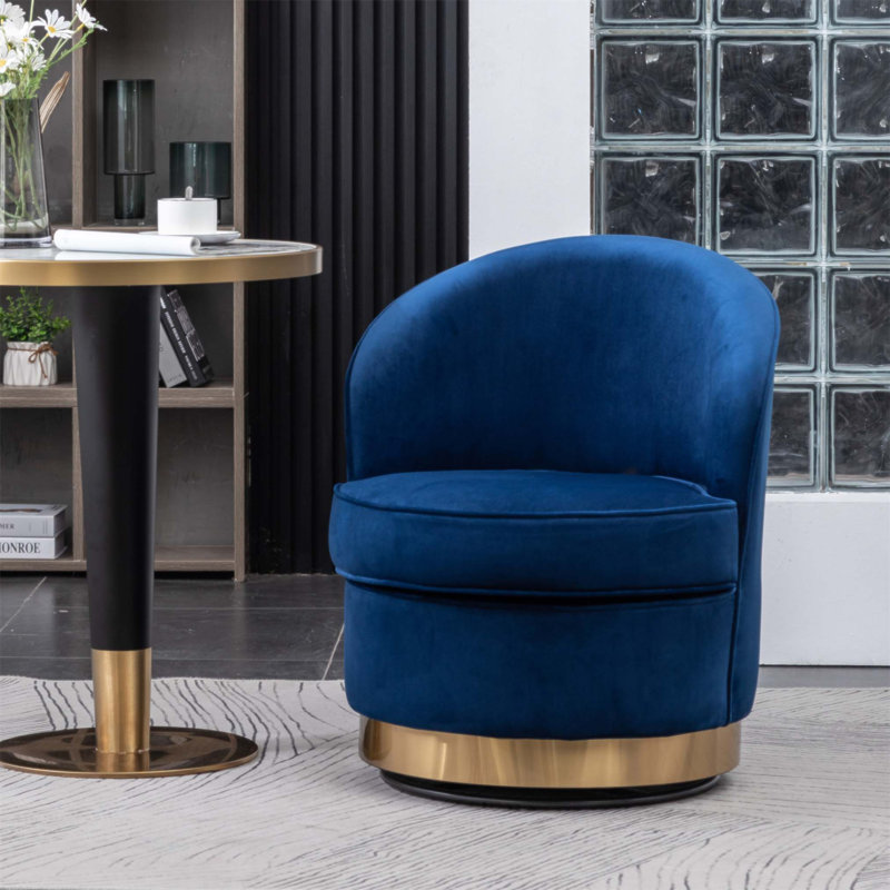 Chaise pivotante en velours Wania avec confort luxueux et design élégant pour intérieurs modernes, Bleu