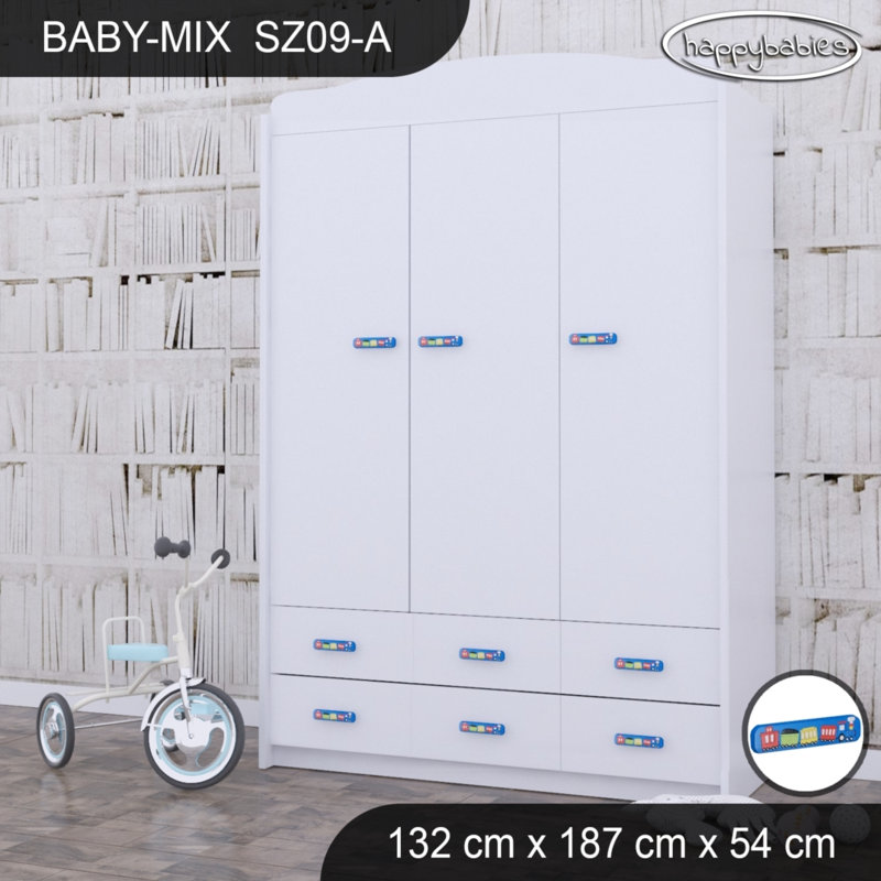 Baby 3 Door Wardrobe, Blue/White