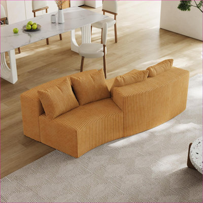 Canapés modulaires | Modulaire courbé moderne, 2 modules avec 4 coussins, pour le salon, la chambre et le bureau | Velours côtelé | Standard
