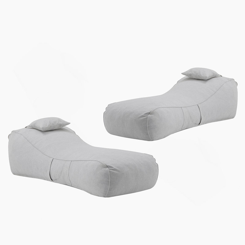 Outdoor Bean Bag Lounge Chair, Light Gray, Set Of 2, 2