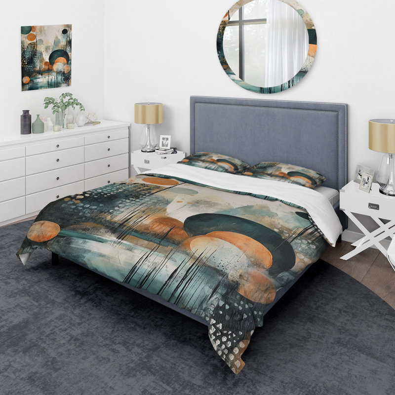 Ensemble de housse de couette en microfibre / polyester Green and Brown Artistic Libération III
