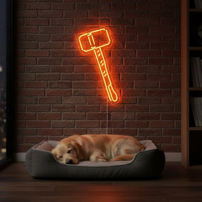  | Enseigne au néon Hammer Design | Fabriqué avec un tube néon flexible durable offrant un éclairage lumineux et constant pendant plus de 50 000 heures sans scintillement ni gradation | 22 x 13 | Orange