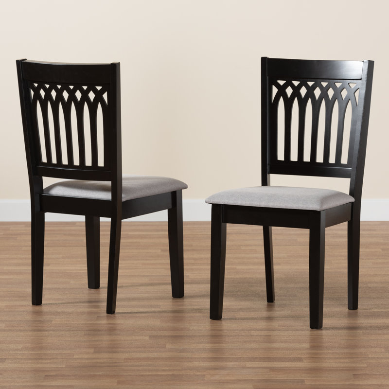 18.9'' H Fabric Upholstered Oak Side Chair, Black, Gray