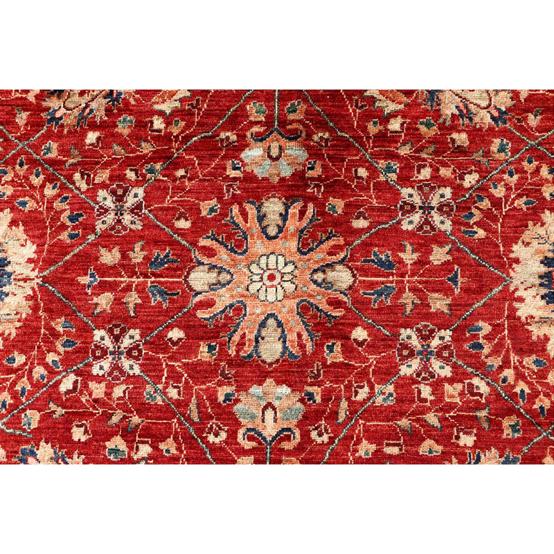 Tapis unique rouge / bleu / brun noué à la main de haute qualité