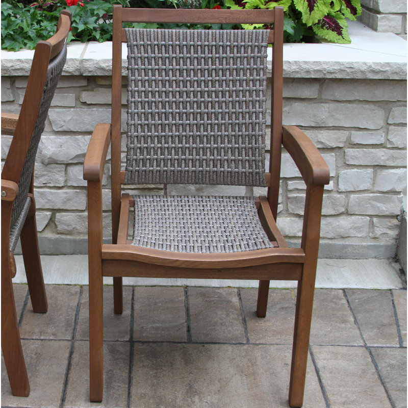 Fleur 7 - Person Wood Patio Dining Set with Rectangular Table