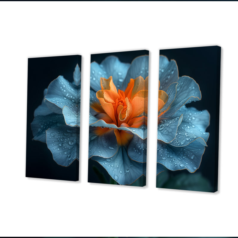 Ensemble de décorations murales délicates orange et bleu, H 28 po x l 36 po x P 1 po