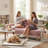 Rainbow-Inspired Linen Upholstered Chaise Lounge with Curved Backrest-1076173662