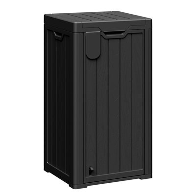 33 Gallon Weather Resistant Outdoor Trash Bin, Sorting Label Holder and Dual Opening System