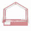 Lit pour enfants Montessori, structure de lit à baldaquin en bois avec barrières de sécurité et porte, guirlande lumineuse et bibliothèque intégrées, lit à profil bas, pas de sommier tapissier nécessaire-134009165