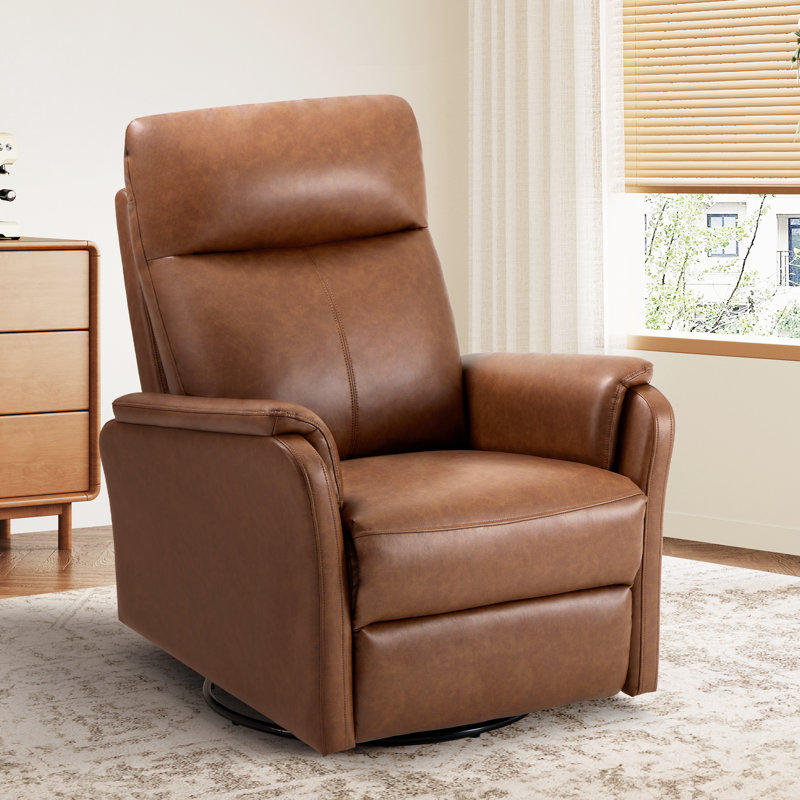 Fauteuil inclinable et pivotant en cuir respirant, Cacao