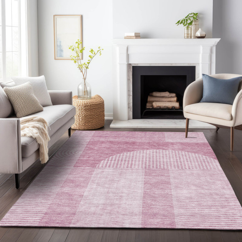 Premium Machine Washable Prisco Blush Rug, Rectangle 9' x 12'