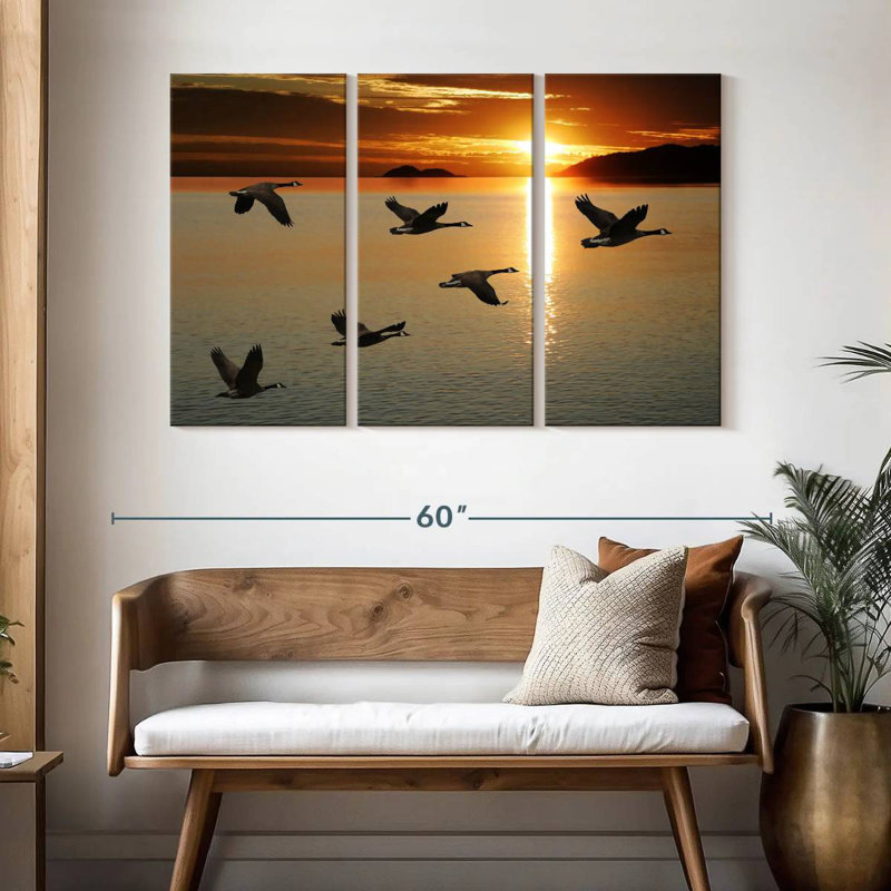 Brampt Sunset Geese Flight, 32" H x 50" W