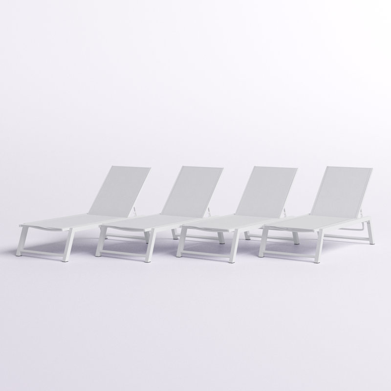 Ensemble de chaises longues inclinables de 76,5 po Petrie, Blanc